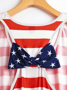 SHEIN LUNE Plus Size Women USA Flag Print Round Neck Sleeveless With Pocket Casual Fashion Versatile Loose Fit Summer Vacation Comfortable Tank Top, For 4th Of July