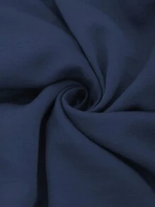 Wandoria Robe longue maxi à manches évasées, col chemise, boutons devant, poche poitrine gauche, ceinture à nœud papillon à la taille, ourlet asymétrique avec fente latérale, style casual pour vacances et bureau, printemps/été - Bleu marine - Voir 3