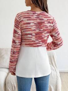 SHEIN Sudadera informal de 2 en 1 con efecto de color block para maternidad - Multicolor - Ver 2