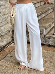 DAZY Damen lässige Boho-Stil Spitze Patchwork weiße Hose für Strand, Sommerurlaub - Weiss - Übersicht 5