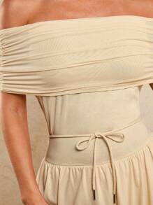 COSMINA Women's Elegant Mesh Ruched Mini Dress With Sleeves, Early Autumn - Beige - View 7