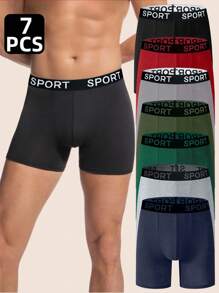7pcs/Pack Men's Casual Letter Waistband Boxer Briefs Multipack Underwear - Multicolor - View 3