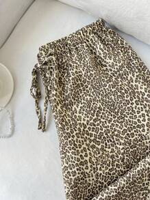 Elamini Pantalones anchos de pierna delgados y sexys con estampado de leopardo, aptos para uso casual, de vuelta a la escuela