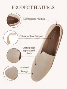 Ressula Fashionable Comfortable Breathable Apricot Flat Shoes For Women
