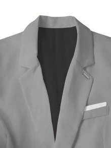Calvornis 2pcs Men's Solid Color Lapel Neck Long Sleeve Blazer And Pants Casual Suit Set - Light Grey - View 5
