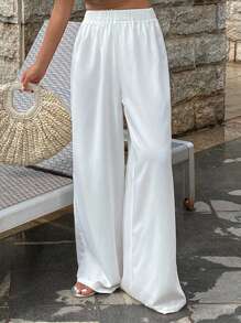 DAZY Damen lässige Boho-Stil Spitze Patchwork weiße Hose für Strand, Sommerurlaub - Weiss - Übersicht 6