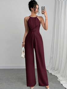 Firerie 女士纯色休闲无袖腰连体裤，适合通勤