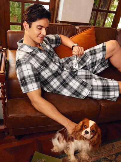 EverLounge طقم ملابس منزلية رجالية أساسية كاجوال بطراز بريطاني أنيق