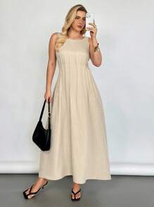 Auralis 大码女式夏季无袖高腰长裙，大码女式无袖连衣裙，女士休闲连衣裙，大码夏季连衣裙，大码夏季连衣裙，女士端庄连衣裙，夏季度假连衣裙