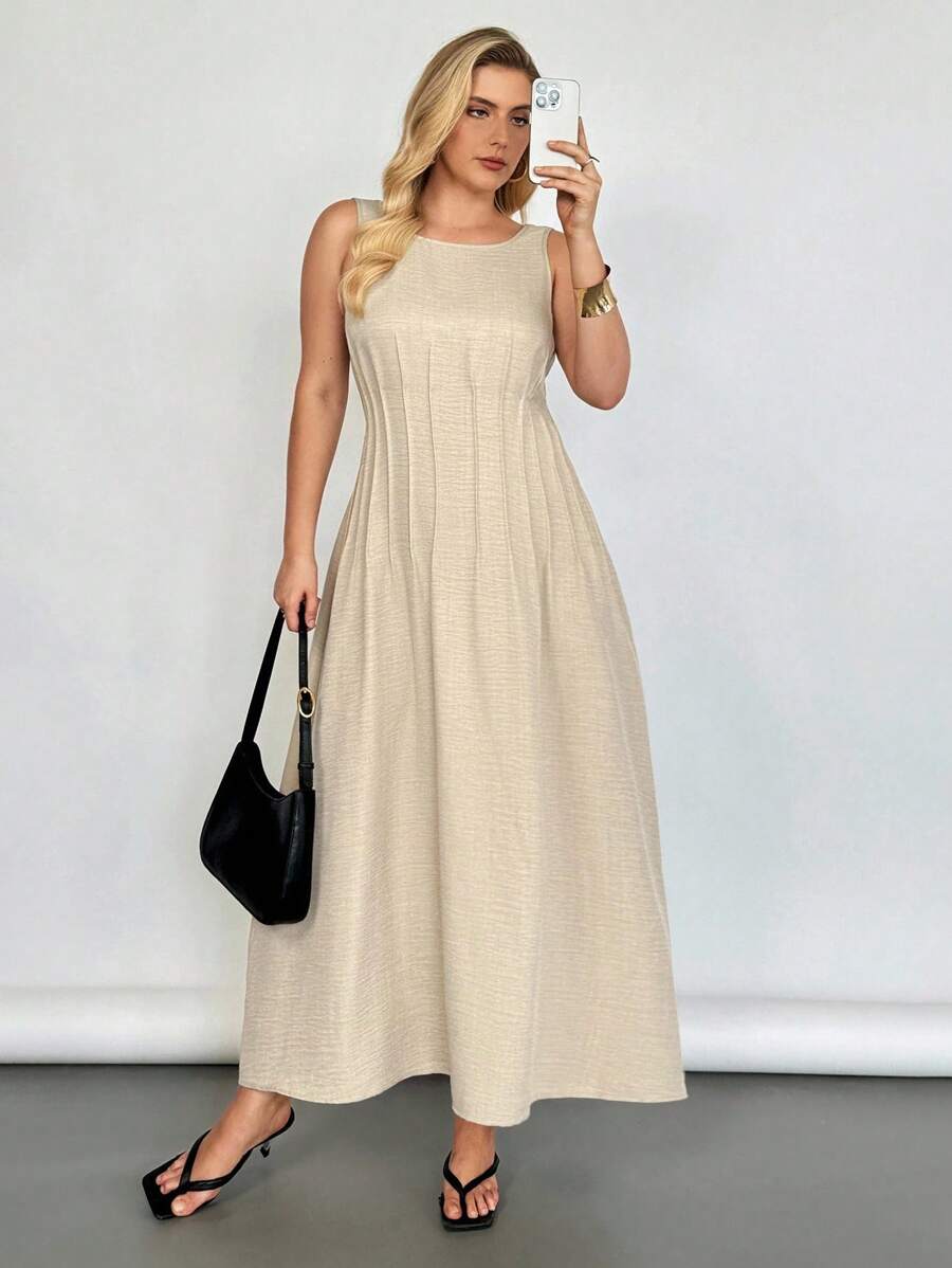 Auralis 大码女式夏季无袖高腰长裙，大码女式无袖连衣裙，女士休闲连衣裙，大码夏季连衣裙，大码夏季连衣裙，女士端庄连衣裙，夏季度假连衣裙