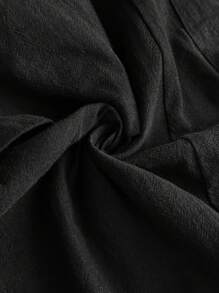 SHEIN 孕妇休闲百搭纯色无袖连体裤 - 黑色 - 查看 7