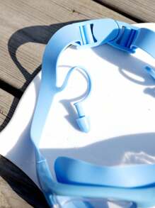 大框游泳镜，防雾防水硅胶游泳镜带耳塞，适合游泳训练和休闲，节日礼物 - 藍色 - 查看 2