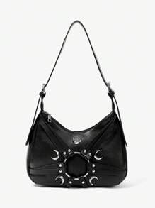 ROMWE Goth 女士时尚百搭休闲简约单肩包 - 黑色 - 查看 4