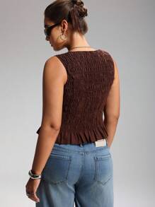 LYSMO Top de camisola con elástico y fruncido estilo bohemio para mujer de talla grande