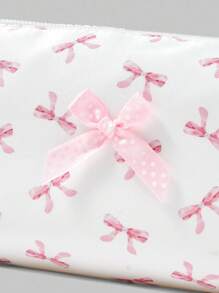 ROMWE Kawaii Tas Kosmetik Organizer dengan Hiasan Pita Mutiara, Dompet Resleting dan Rantai Mutiara - MultiWarna - View 5