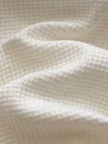 SHEIN 新生女婴纯色休闲舒适系带长袖针织上衣和裤子套装