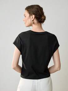 Uhlyne Women's Simple Solid Color Knotted Design Casual T-Shirt, Basics,Business Casual,Work Wear Women,Office Outfits,Teacher Outfits For WomenElegant And Comfortable For Daily Commute