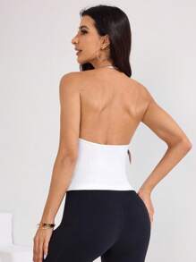 Easithlete Women's Plain Racerback Sports Tank Top - White - View 2