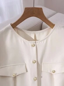 Franclia 女士优雅休闲纯色纽扣迷你连衣裙，适合夏季大学校园穿着