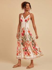 Travachic 夏季度假休闲花卉印花细肩带连衣裙 - 粉色 - 查看 6