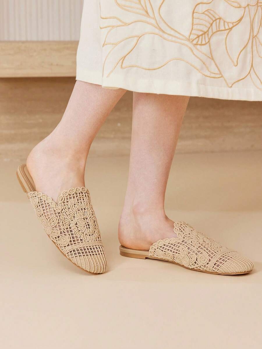 MOTF PREMIUM 2024 NEW ROUND TOE LOW HEEL FLAT SANDALS, SUMMER - Dusty Pink - View 1