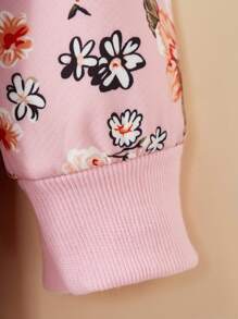 SHEIN Vintaside Kids Tween Girl Hooded Thickened Plush Vintage Floral Mid-Length Warm Jacket, Autumn/Winter,Holiday,Summer,Travel Girls Floral Coat Hooded Coat Girls Girls Winter Coat Fall - Multicolor - View 5