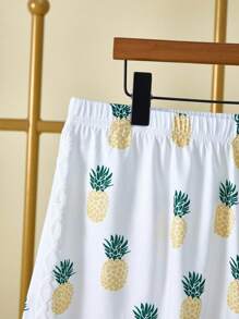 Set de 2 piezas Pantalón de pijama de talla grande con estampado de piña