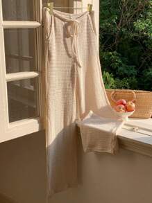 Comfortcana 女士纯色系腰口袋直筒宽松裤，夏季 - 卡其色 - 查看 5