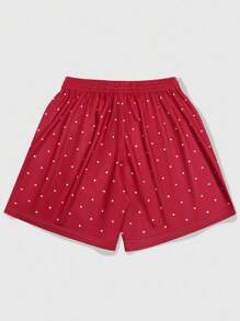 ROMWE MEN Street Life Men's Drawstring Waist Polka Dot & Letter Print Loose Casual Shorts - Multicolor - View 2