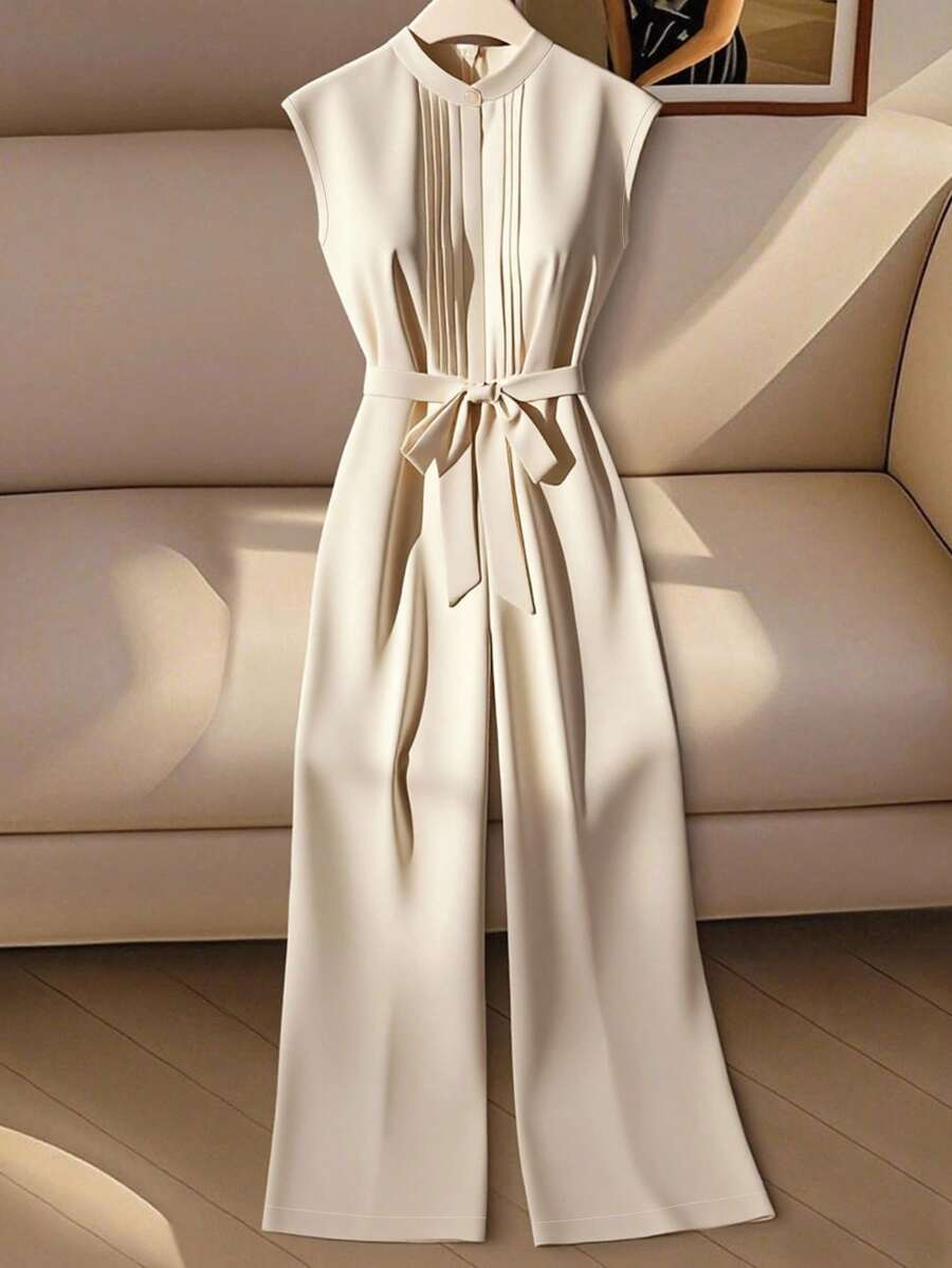 Franclia 法式优雅轻盈奢华白色连体裤，修身时尚，女士适用 - 白色 - 查看 1