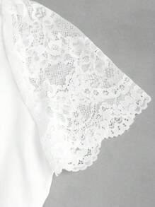 Fairmaia Áo cánh ren vá màu trơn thanh lịch theo phong cách truyền thống của Đức dành cho nữ - trắng - Xem 5