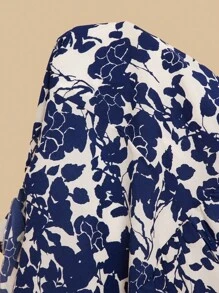 SHEIN VCAY 大碼印花挖肩連衣裙