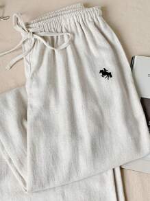 Comfortcana Women's Casual Versatile Loose Drawstring Pants Linen Pant Drawstring Skirt - Apricot - View 4