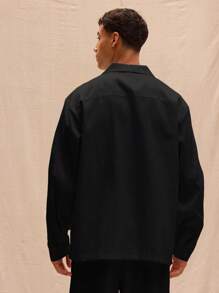 Musero Men Minimal Tailored Blazer Collared Shirt Spring Summer Vacation Easter Smart - Black - View 3