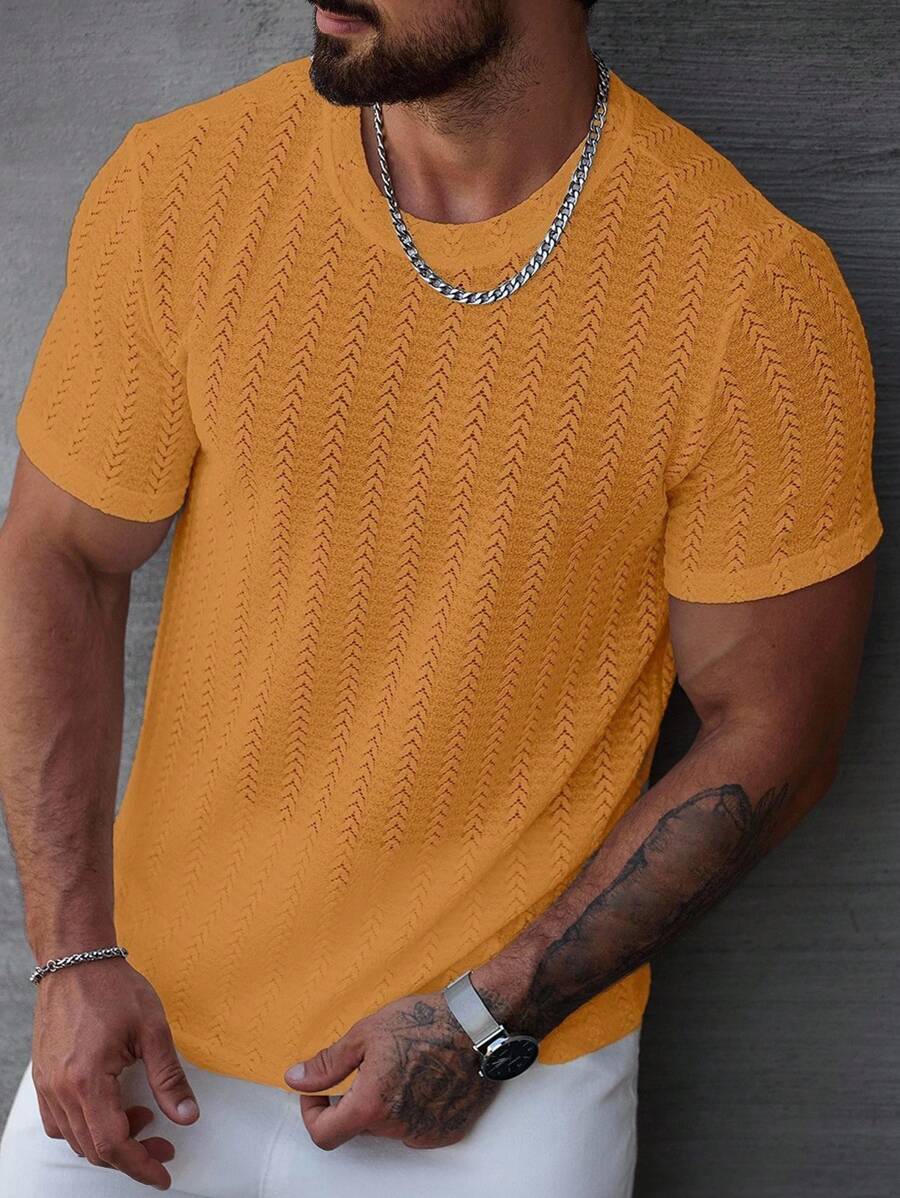 Manfinity Homme Camiseta casual de manga corta y cuello redondo con diseño gráfico de espiga de trigo para hombre en verano