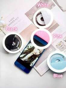 SHEIN 1pc USB Rechargeable Selfie Ring Light LED With 3 Brightness Modes, Comes With USB Charging Cable, Suitable For Selfie Ring Light Supplementary Lighting Night Dark Selfie Enhanced Mobile Phone Photography, Portable Fill Light For Live Streaming