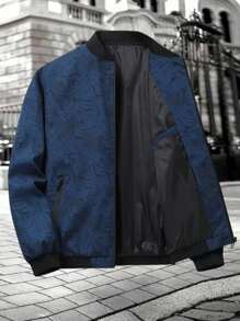 Manfinity Homme 男士秋季热带印花拉链棒球夹克