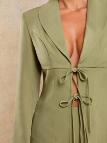 COSMINA 2pcs Women Elegant Padded Shoulder Cinched Waist Waist Suit, Autumn/Winter,Casual,Lounge Sets For Women ,Business Casual Woman - Green - View 7