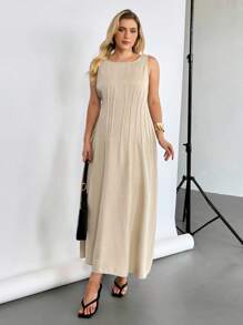 Auralis 大码女式夏季无袖高腰长裙，大码女式无袖连衣裙，女士休闲连衣裙，大码夏季连衣裙，大码夏季连衣裙，女士端庄连衣裙，夏季度假连衣裙