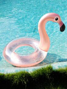 1pc Flamingo Design Thickened PVC Inflatable Swimming Ring Pool Float - Pink - View 4