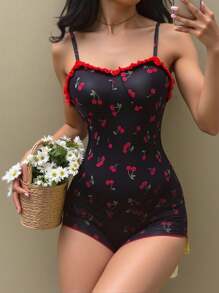 Teen Girl Casual Ditsy Floral Romper For Summer