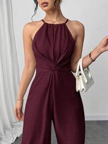 Firerie 女士纯色休闲无袖腰连体裤，适合通勤