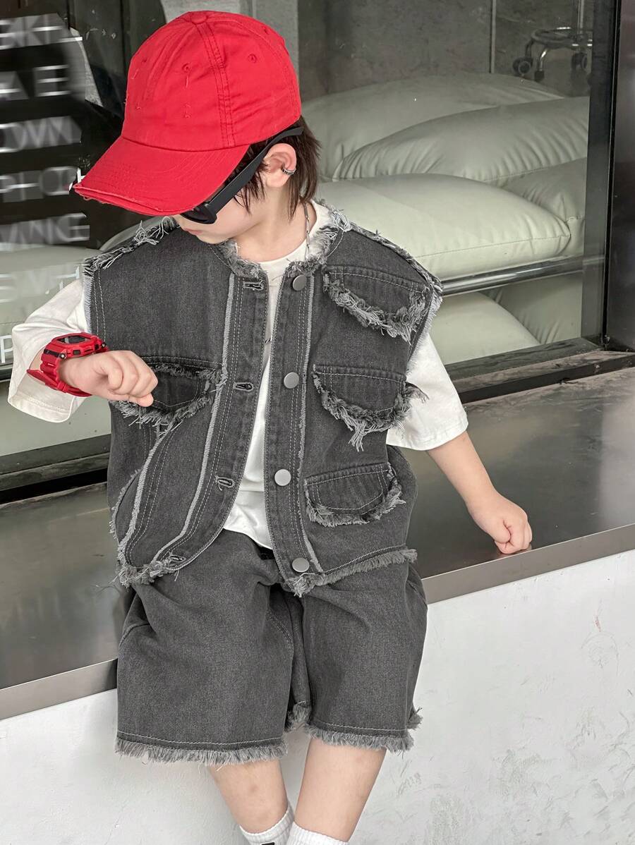 Dazy Kids 男童女童秋季服装套装 - 灰色 - 查看 1