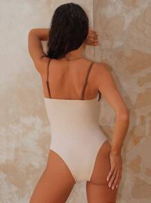 Swim Chiccia Traje de baño de una pieza de mujer con bloques de color calado, elegante y sencillo para resort