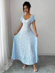 Elenzga Elegant Lace Dress, Suitable For Wedding, Birthday Party In Autumn