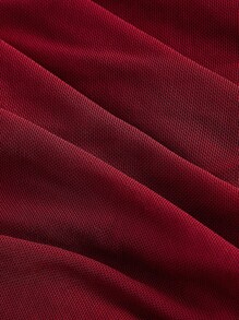 SHEIN MOD Burgundy Asymmetric Hem Flared Sleeve T-Shirt,Punk,Korean Style,Back To School,Teacher Outfits For Women,Office Outfits For Women,School Clothes,Western Wear Women,Vintage,Brunch Outfits For Women,Basic Tops,Old Money,Streetwear Women,Goth - Burgundy - View 3