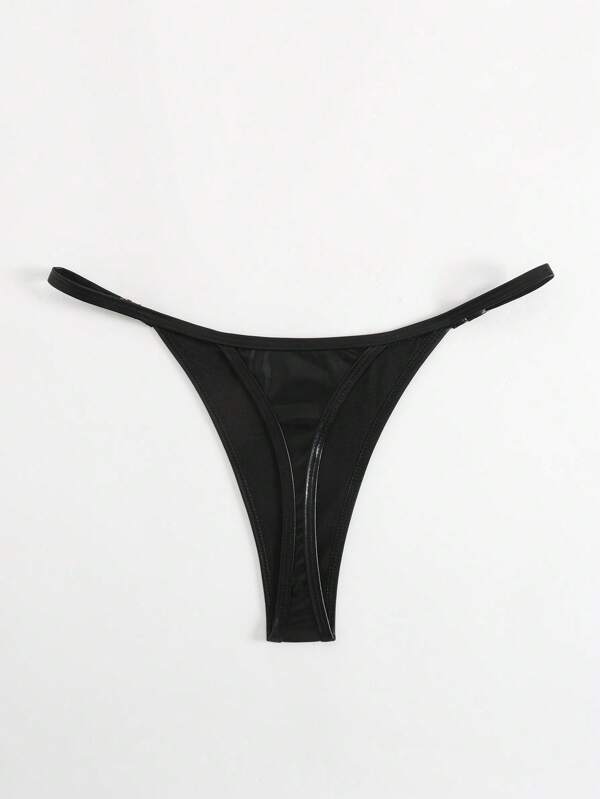 SHEIN Swim Slip de bikini sexy pentru femei, culoare solidă, vară, plajă