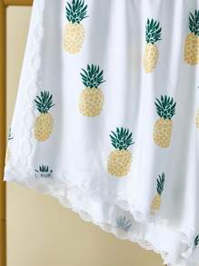 Set de 2 piezas Pantalón de pijama de talla grande con estampado de piña