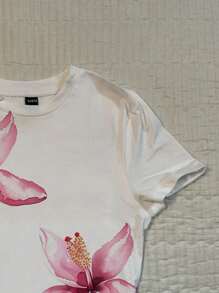 Attitoon 大码女式休闲圆领短袖修身T恤，印花图案，适合夏季、海滩度假和日常穿着，也适合外出、返校和度假穿着。 - 彩色 - 查看 5