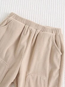 Cozy Pixies Pantalones casuales de unicolor para bebé niño con cintura elástica y bolsillos laterales, versátiles y cómodos - Caqui - Ver 8